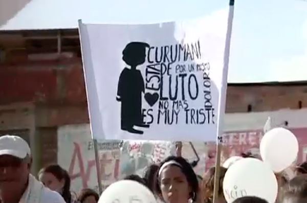Protestas en Curumaní por la muerte y violación del niño de 4 años Johan Rodríguez / Foto: Caracol  