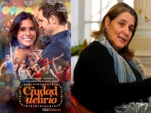 Afiche promocional de Ciudad delirio y la ministra de cultura Mariana Garcés 