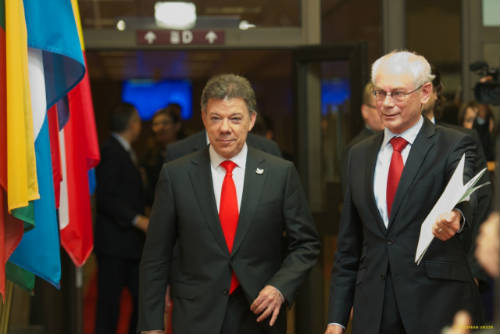 El presidente Santos y Van Rompuy en Bruselas (Noviembre 2014)